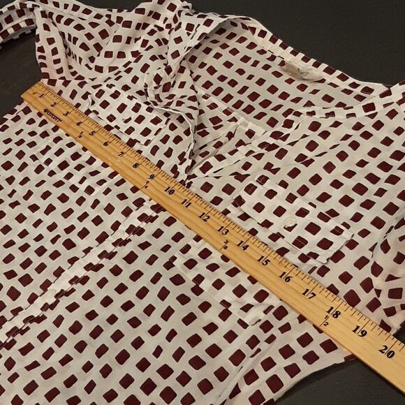 LOFT sz S 100% Cotton White and Brown Button Down Shirt - Picture 7 of 8